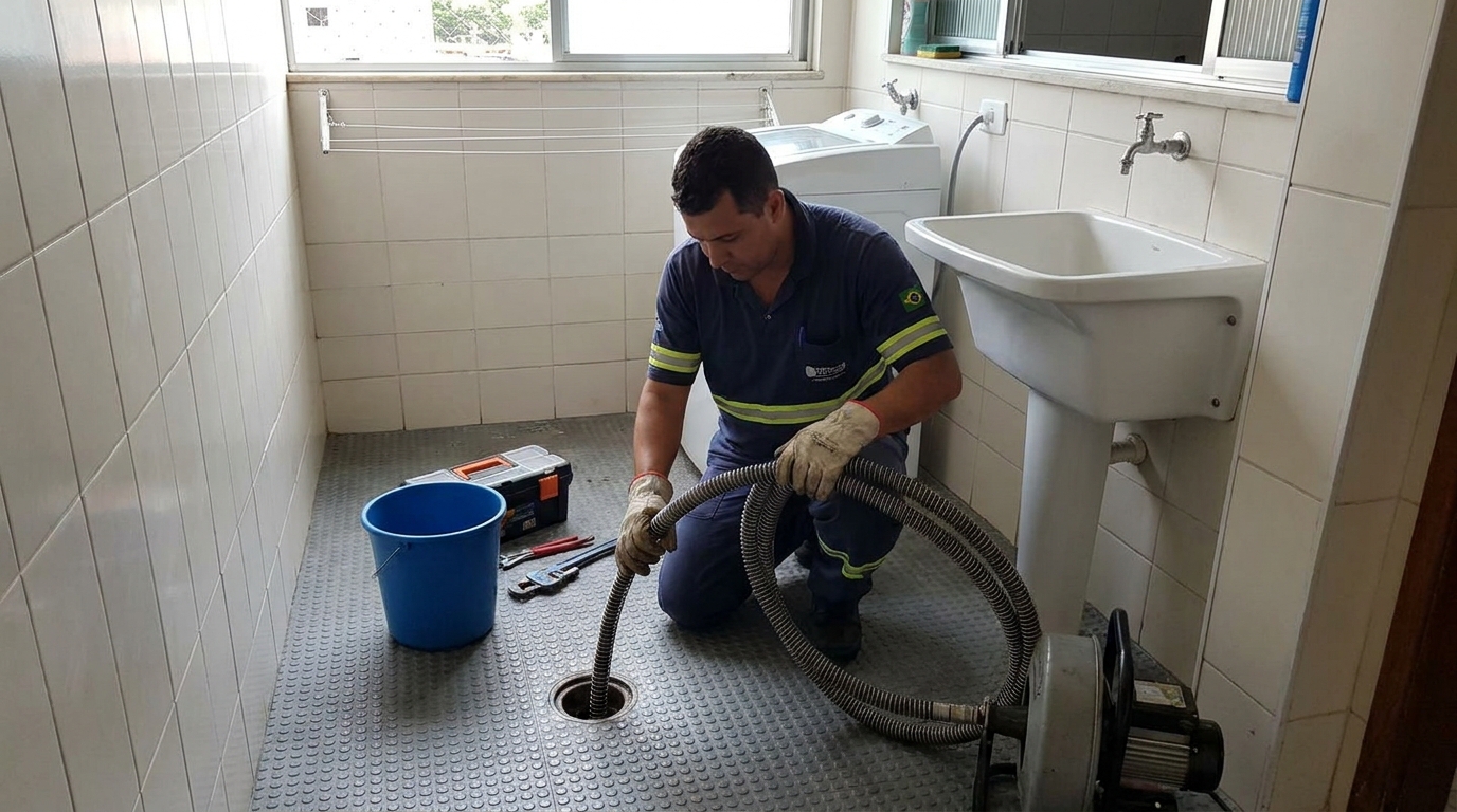 Desentupimento de ralo residencial em Volta Redonda‑RJ