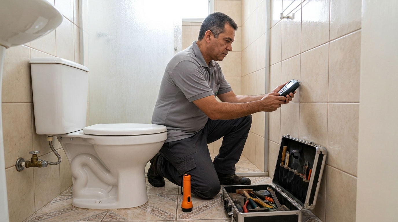 Técnico de caça vazamento com detector em Volta Redonda‑RJ